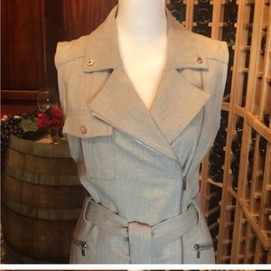 CALVIN KLEIN NWT! Gray Moto Sheath Dress Size 8